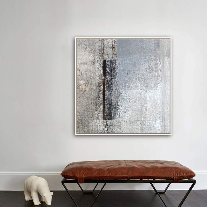 Noir, gris et blanc, Blanc, H 24 po x l 24 po x P 1,5 po