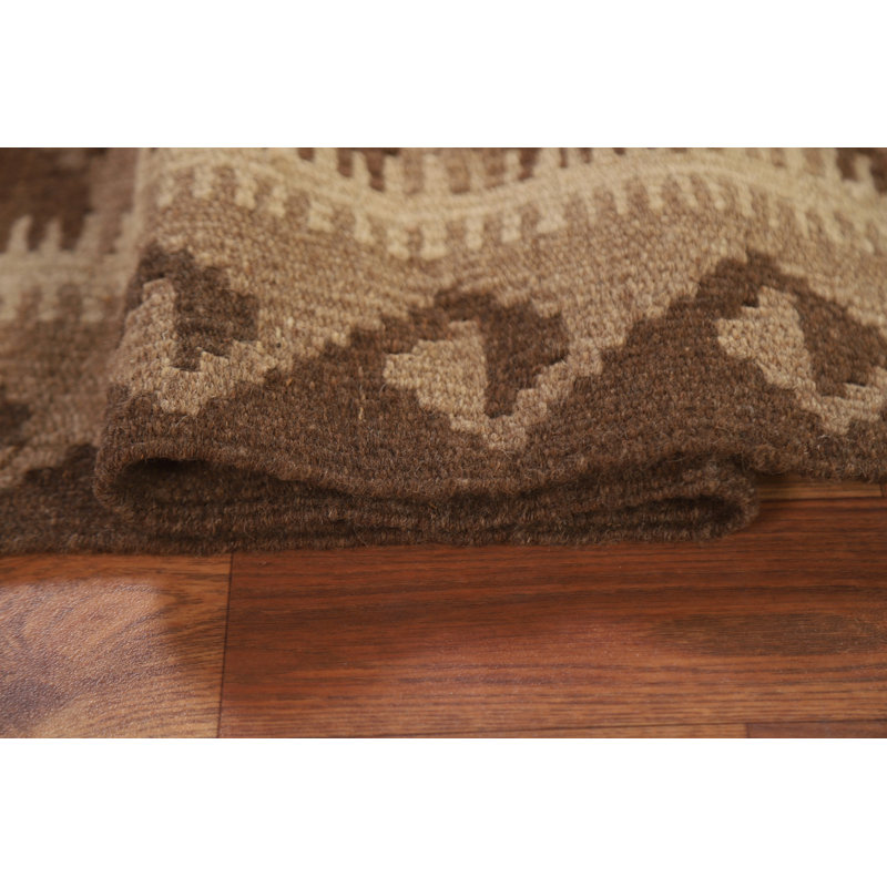 Brown Kilim Reversible Wool Area Rug 3x5