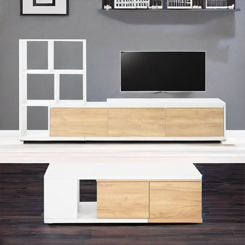 Crédence de rangement l 106,2 po Jermal, Blanc / brun