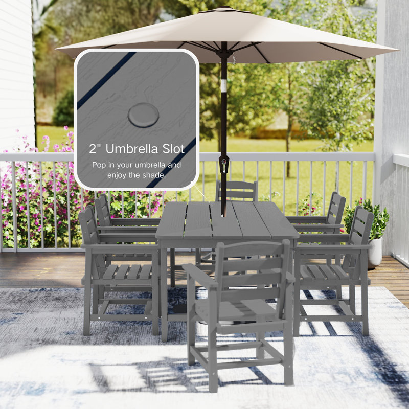 Gray All-Weather Outdoor Patio Dining Set (7-Piece), Gray