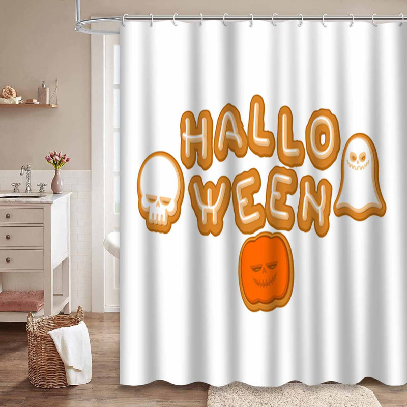 Rideau de douche d'Halloween avec inscription 12 biscuits, L 72 po x l 78 po