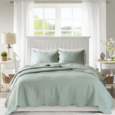 Courtepointe double / grand lit 3 pièces, décoration festive réversible, matériau en microfibre, rembourrage 90% coton, lavable à la machine, charme rustique, texture, délavé, style champêtre