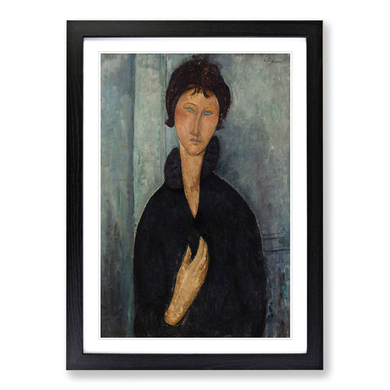Portrait of a Woman Vol.8 by Amedeo Modigliani - Framed Print, 48cm H x 36cm W x 2cm D, Black Framed