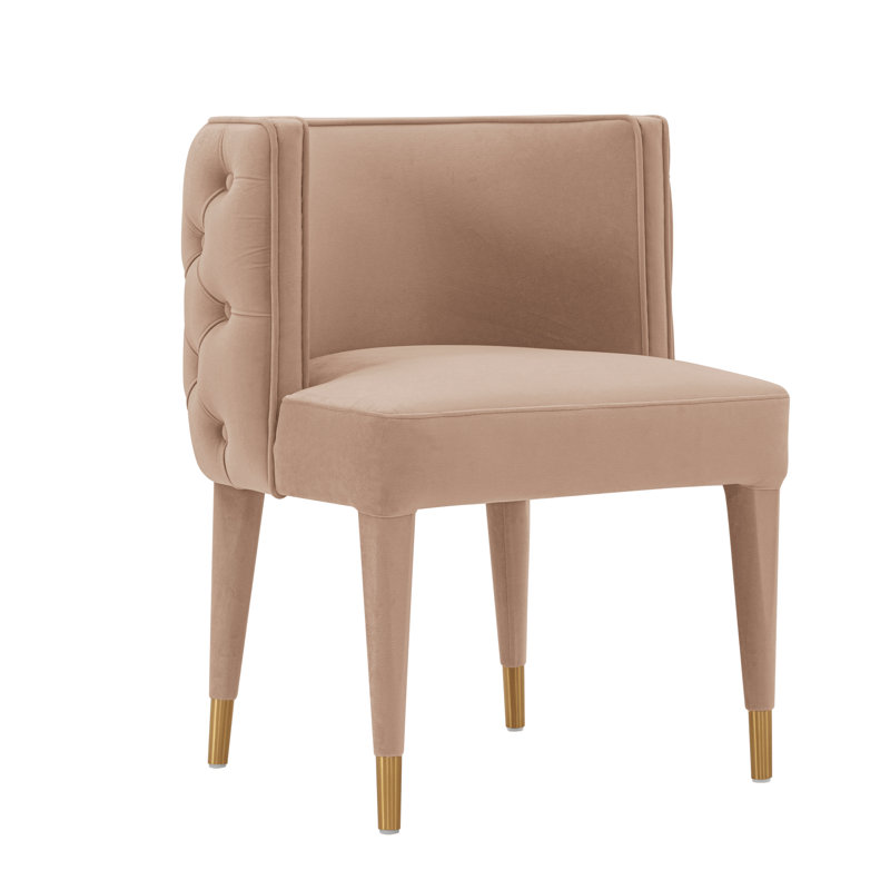 Lieven Tufted Velvet Side Chair Dining Chair, Nude, 1