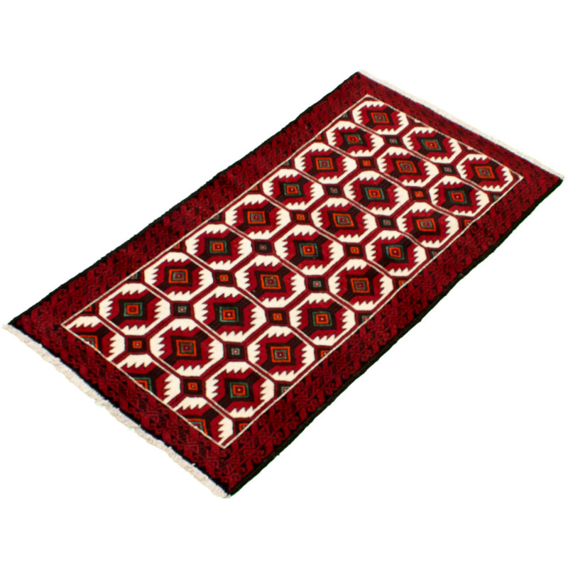Hand-Knotted Rizbaft Red Wool Rug 3'0" X 5'1"
