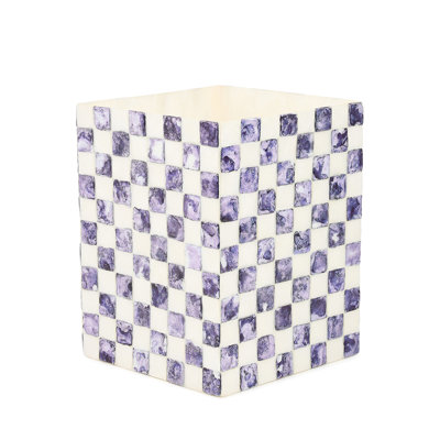 Violet Check Capiz Waste Bin