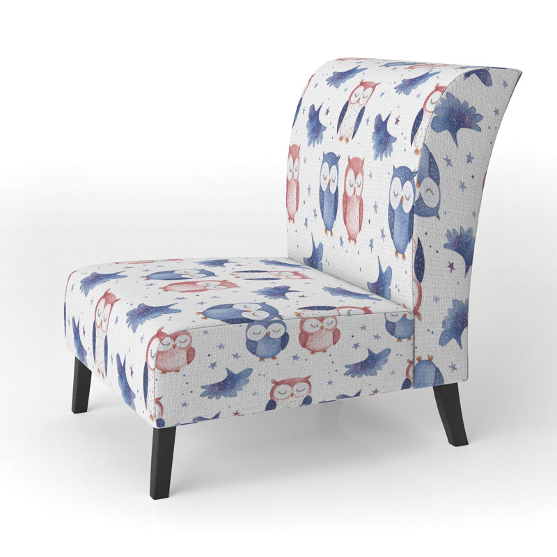 Fauteuil d'appoint pour enfants, hiboux pastel, bleu, Pantoufle sans accoudoirs