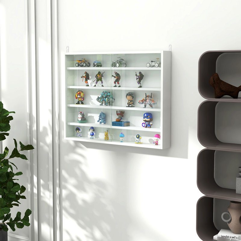 Vitrine 2 portes blanche avec tablettes réglables - présentoirs et médailles commémoratives