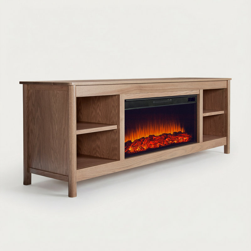 Kells 81" Electric Fireplace TV Stand, Light Oak