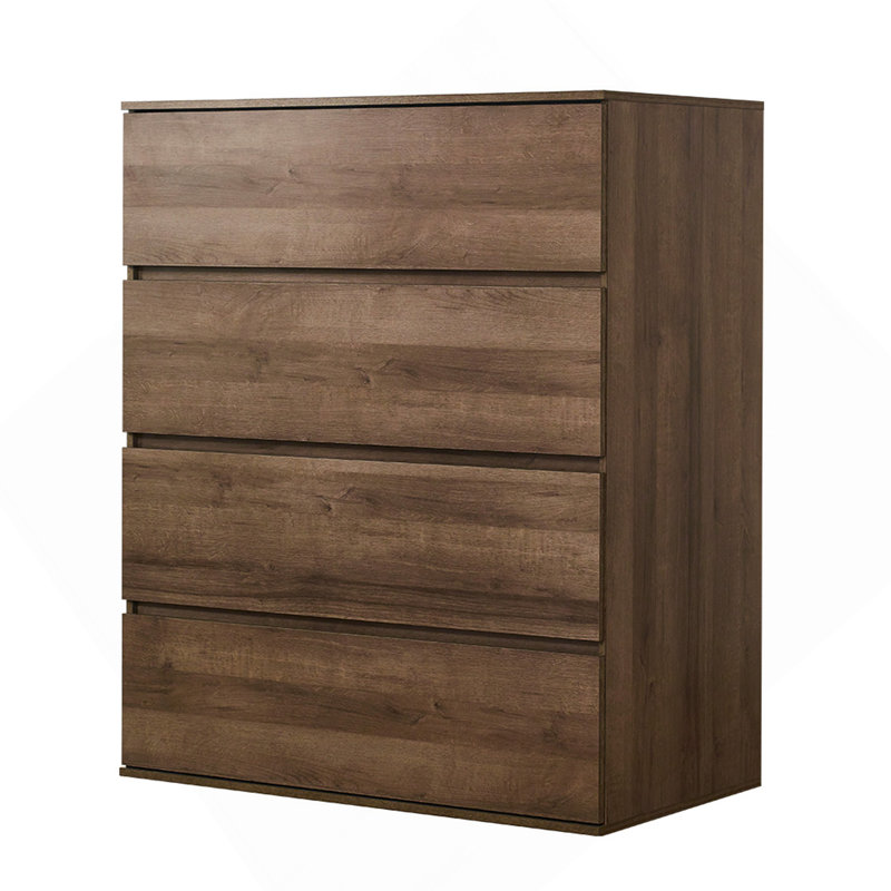Commode contemporaine à quatre tiroirs en bois brun noyer