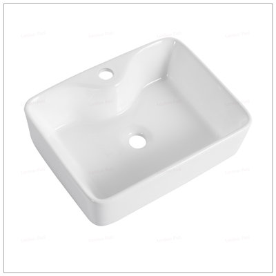 Ceramic Rectangular Above Counter Bathroom Sink Art Basin, Easy to Clean with High-Quality Glaze and Modern Minimalist Design