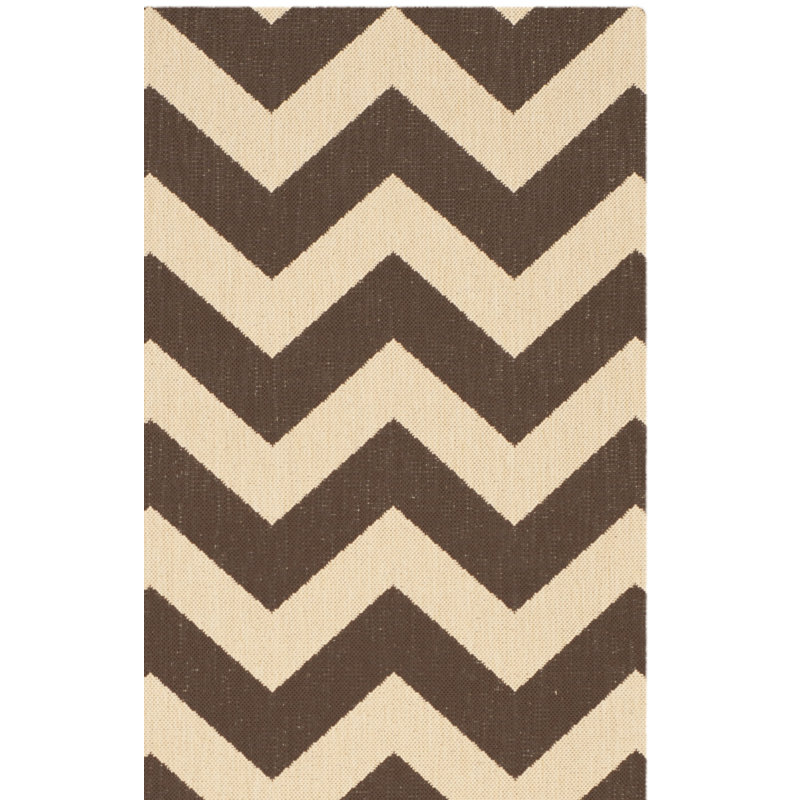 Arneshia Chevron Dark Brown Indoor / Outdoor Area Rug, Rectangle 9' x 12'