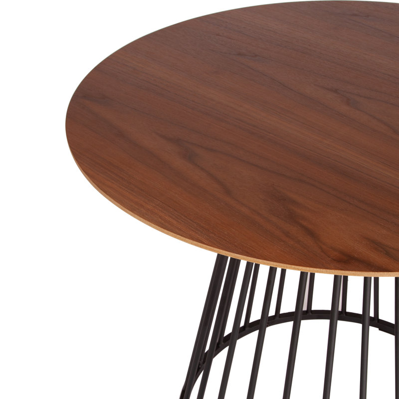 Stonecrest Walnut Round Wood Top Dining Table with Steel Base, H75 x L120 x W120cm