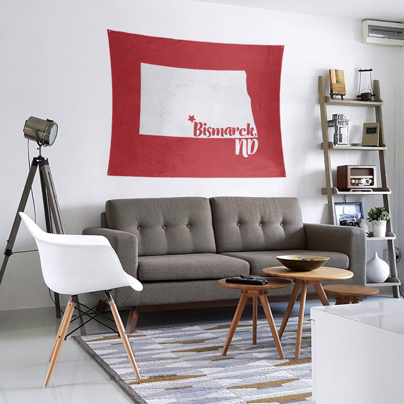 Tapisserie Bismarck North Dakota, H 68 po x l 80 po, Rouge