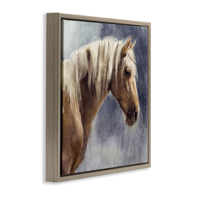 «Golden Boy Horse» par Nina Blue, Cadre flottant orme Montalcino, H 25 po x l 25 po