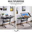 Table à dessin à hauteur réglable avec tabouret, plateau en verre inclinable, 2 tiroirs de rangement, poste de travail multifonctionnel pour bureau personnel-128975971