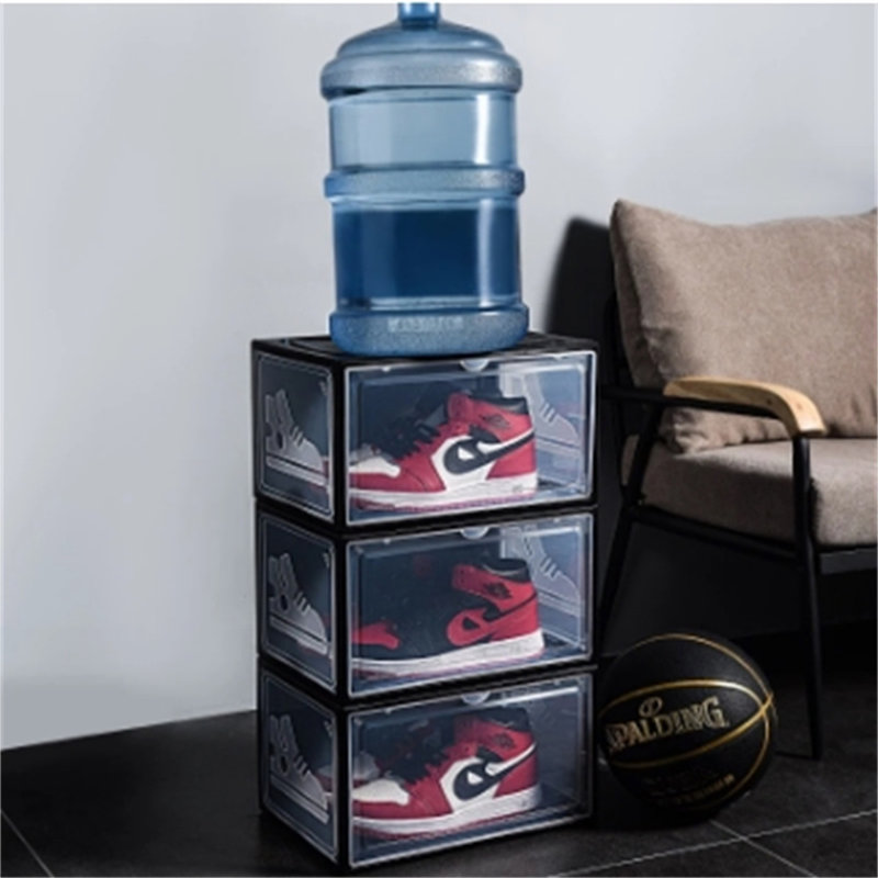 2 Pair Stackable Shoe Storage Box, Black