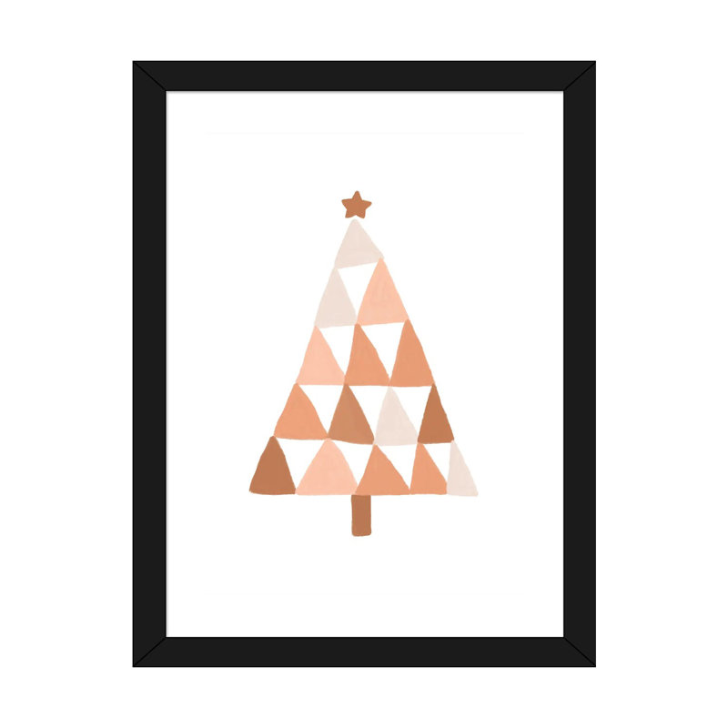 Arbre de Noël pastel par Orara studio-reproduction d’art, H 24 po x l 16 po x P 1 po, Papier encadré noir, Blanc