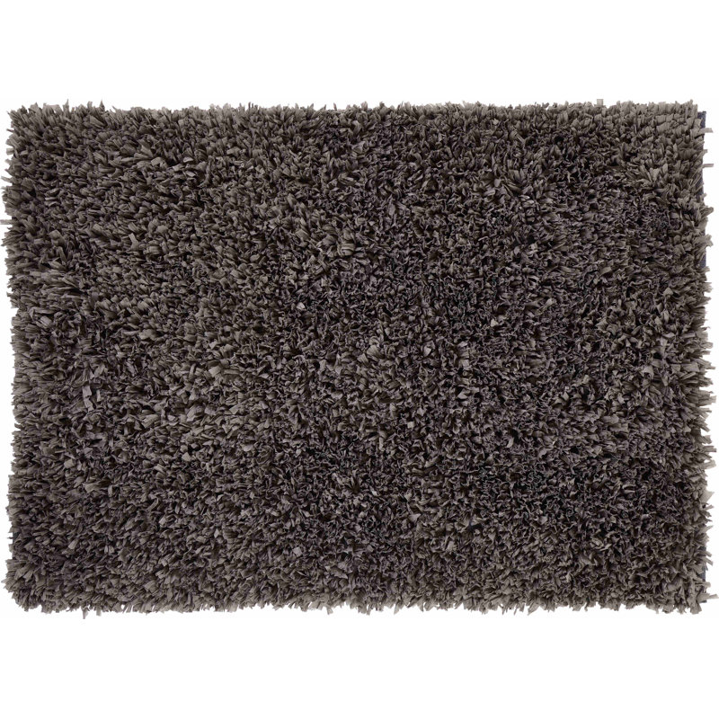 Tapis à poil long gris fabriqué à la main Zalewski, 7 pi 3 po x 9 pi 3 po