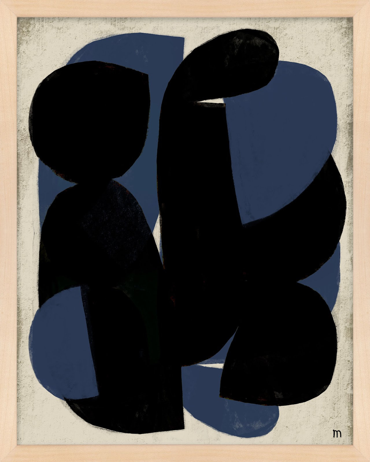 Blue Note Painting, 20" H x 16" W x 1.25" D, Maple Framed Paper