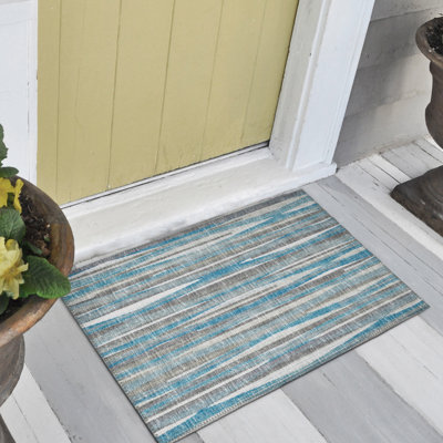 Jord Chenille Washable Striped Indoor/Outdoor Rug