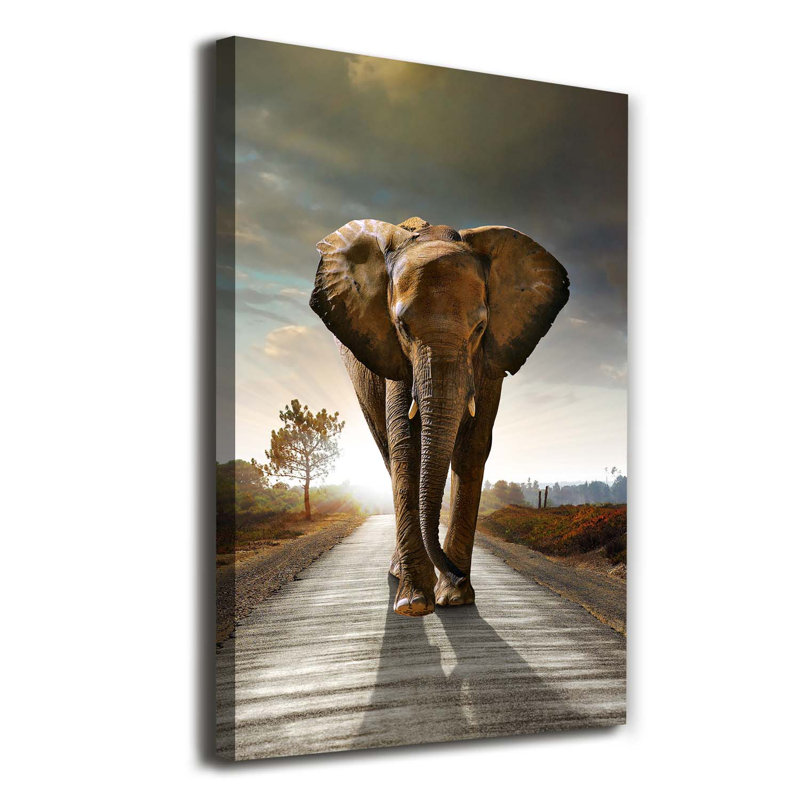 Strolling Elephant - Wrapped Canvas Print
