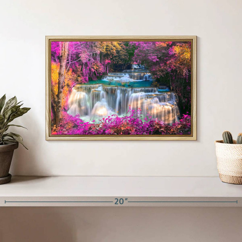 Waterfalls, Floating Frame Natural Wood, 13" X 9"