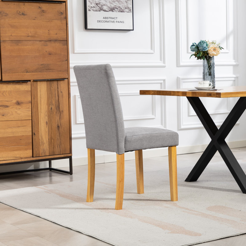 47.5cm H Polyester Upholstered Upholstered Back Parsons Chair, Grey
