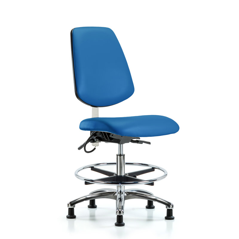 Tristan Drafting Chair, Blue, Glides, Included