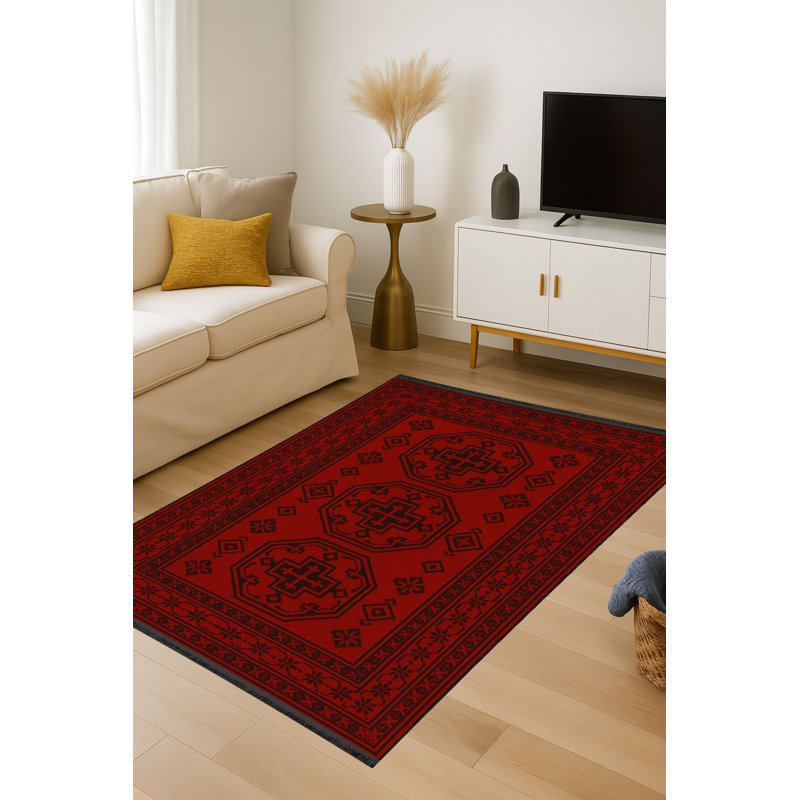Tapis tissé rouge Mosso, 6'7" x 9'10"