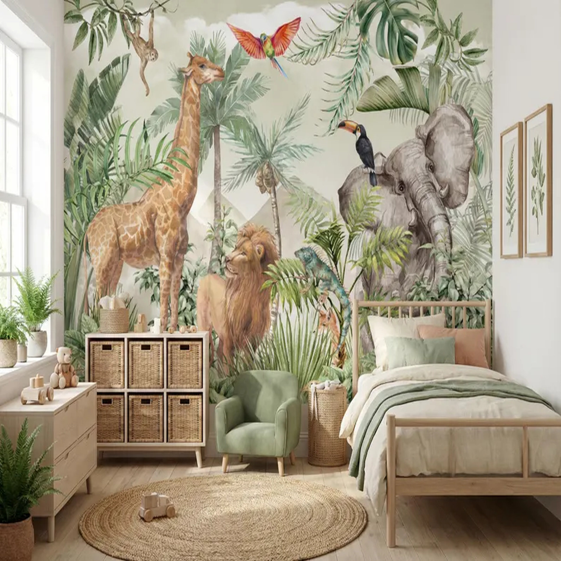 Red Barrel Studio® Safari Jungle Animals Kids Nursery Wallpaper Mural ...