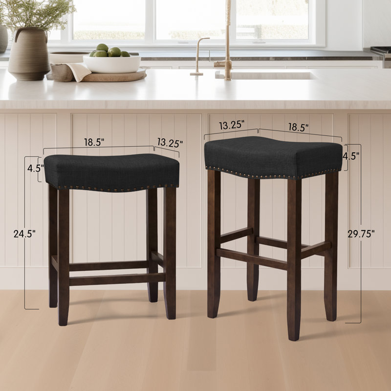 Tabouret de bar moderne avec siège en bois Jaeshon, Noir, Tabouret de bar (siège d'une hauteur de 29,75 po), 2