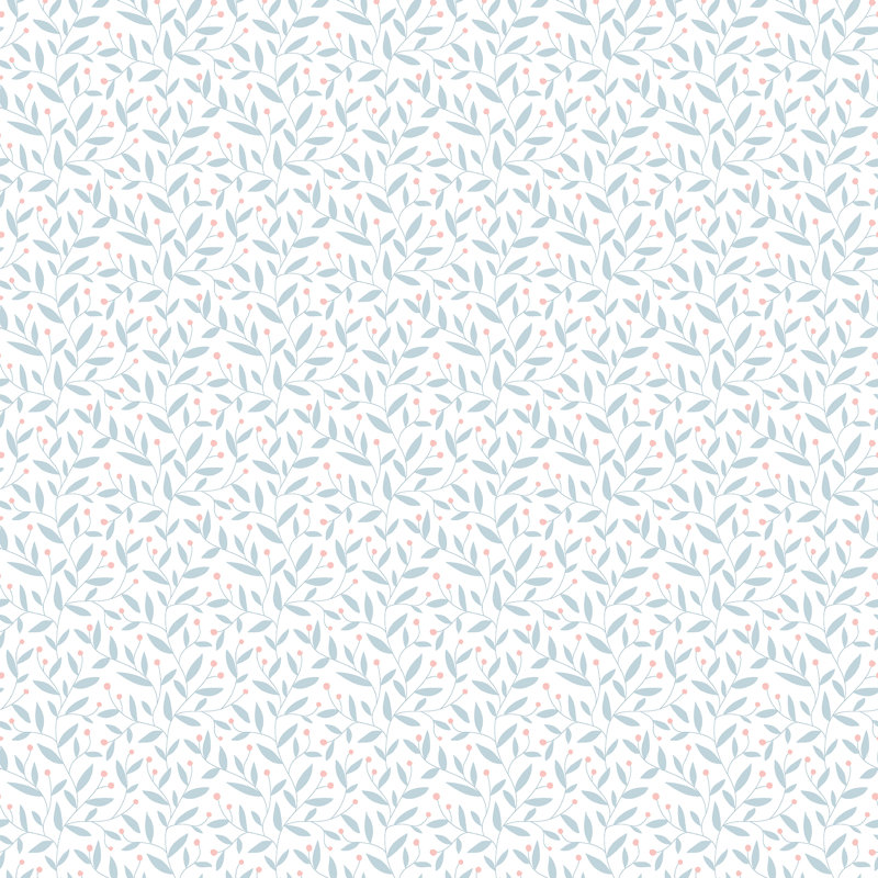 Dotty Vine - Stone 10m Wallpaper, Blue Dots