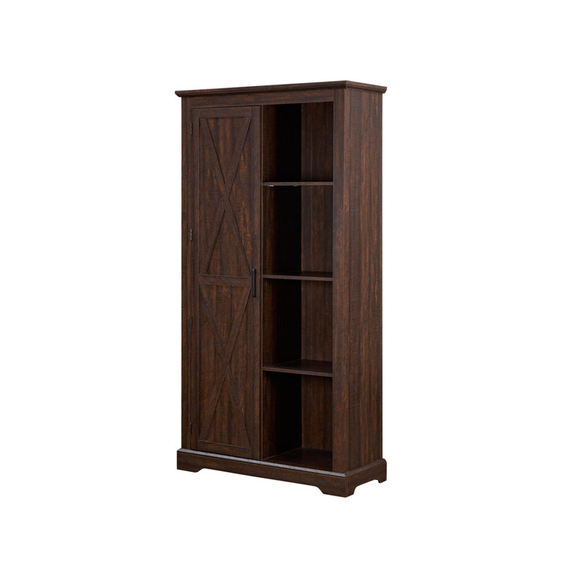 Rustic Farmhouse Tall Storage Cabinet - 39.4"×15.8"×74.4", Barn Door Wood Pantry with Drawers & Shelves, Kitchen Organizer