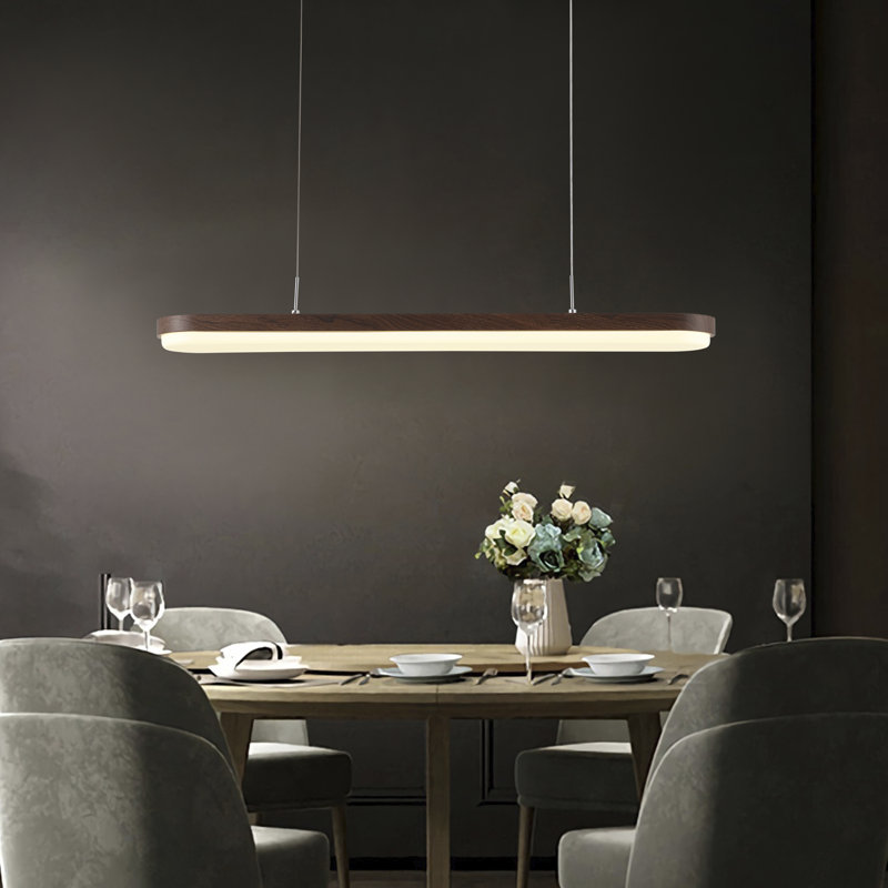 Luminaire suspendu 1 lumière en fer de couleur noyer à intensité variable