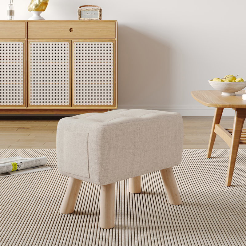 41cm Wide Rectangle Solid Colour Footstool Ottoman
