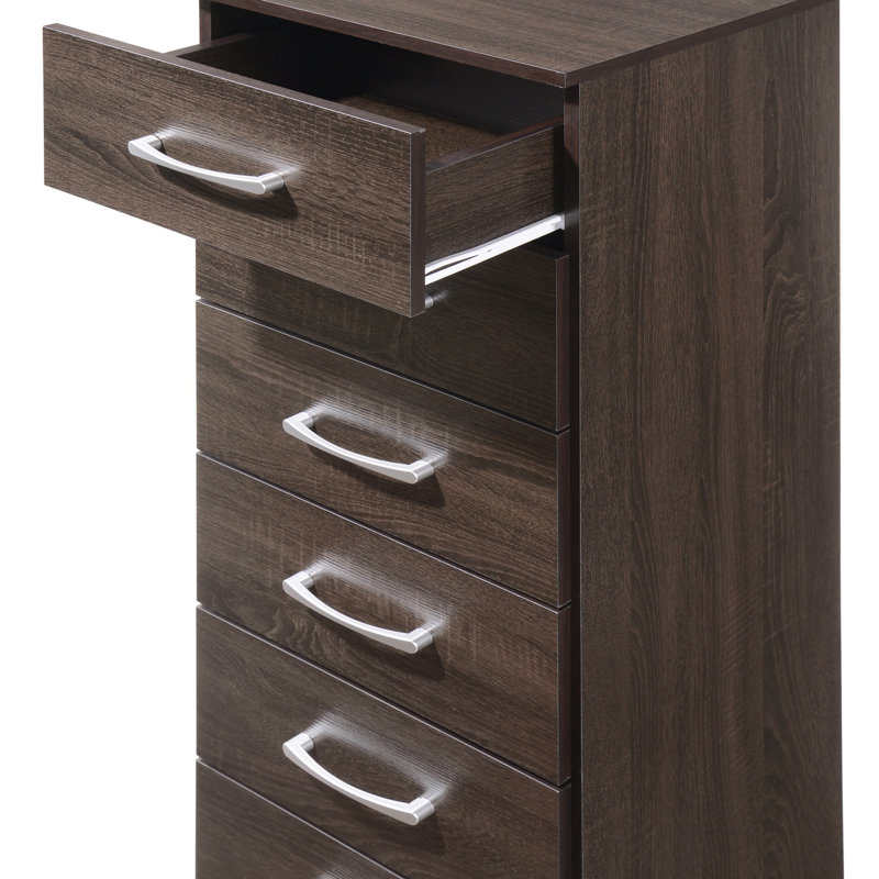 Commode à lingerie Boston G025-LC, commode en wengé, commode haute, Brun