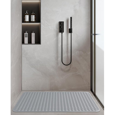 Extra Large Shower Mat ，TPE Anti Slip Bathroom Mat with Drain Holes and Suction Cups, Large Size Mat for Shower Stall, No Odour, Heavy Mat