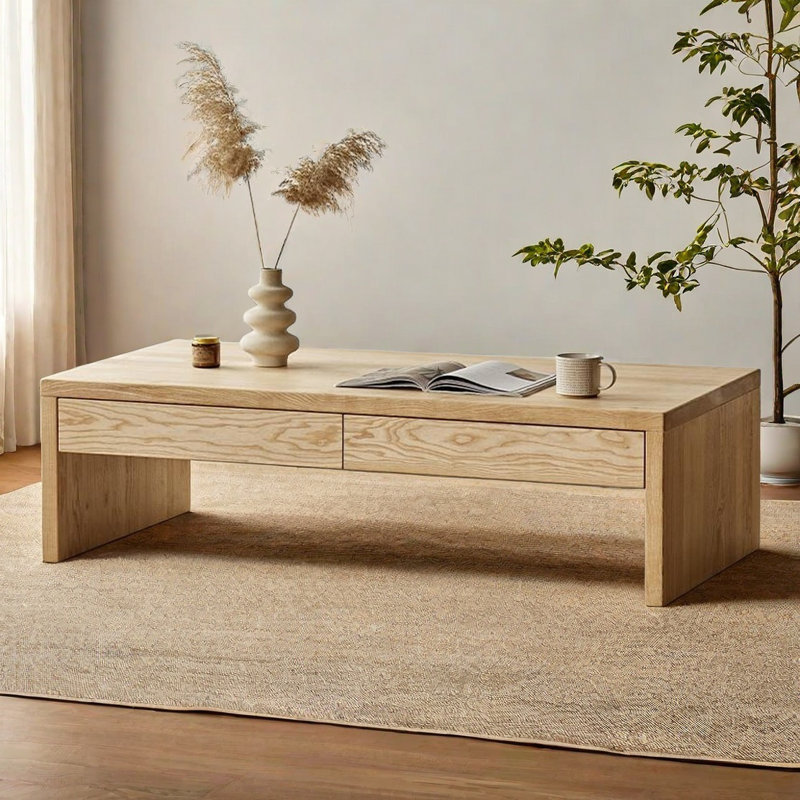 Table basse en bois de frêne massif, H 15,7 po x L 47,2 po x l 27,6 po