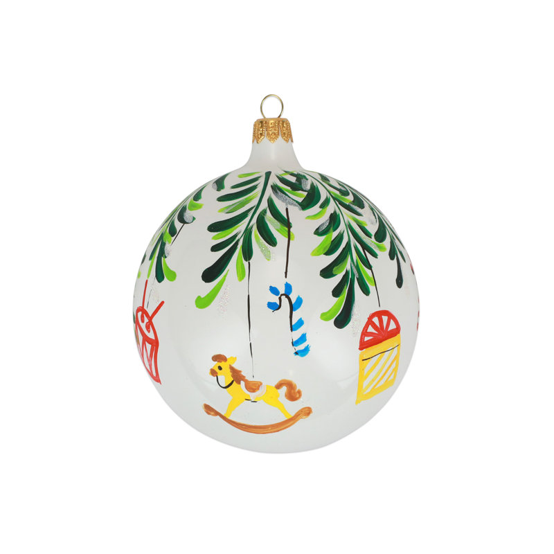 Nutcrackers 4'' Handmade Glass Plants & Flowers Ball Ornament