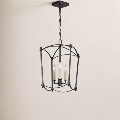 Olive 3-Light Dimmable Steel Lantern Chandelier