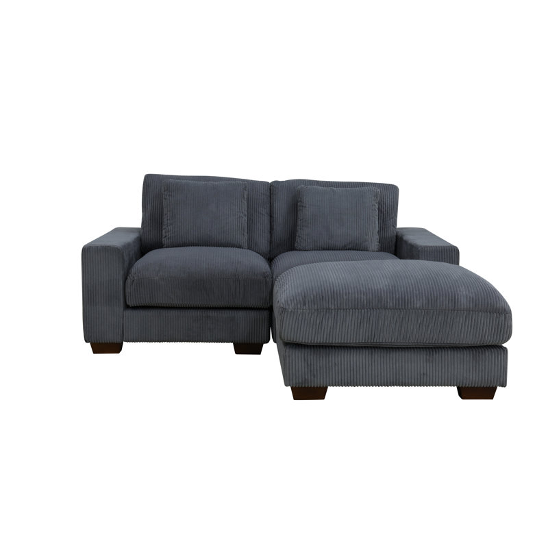Ensemble de canapé modulaire réversible en velours côtelé 6 pièces avec repose-pieds Arden, Gris