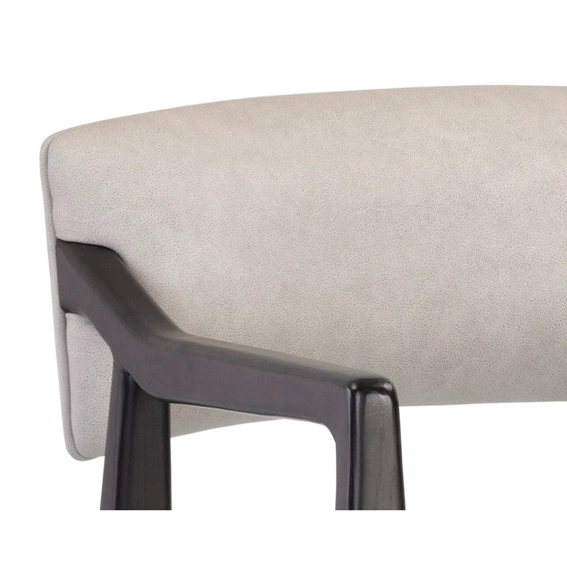 Upholstered Stool, Counter Stool (26.50" Seat Height), Light Gray Leather