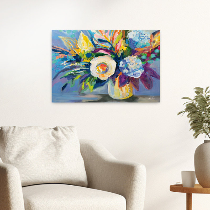 Art contemporain Art floral contemporain, H 16 po x l 24 po