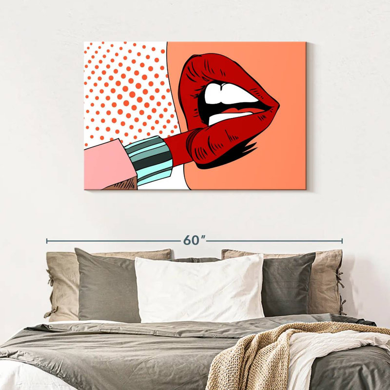 Shuttleworth Retro Pop Red Lips, 30" H x 45" W