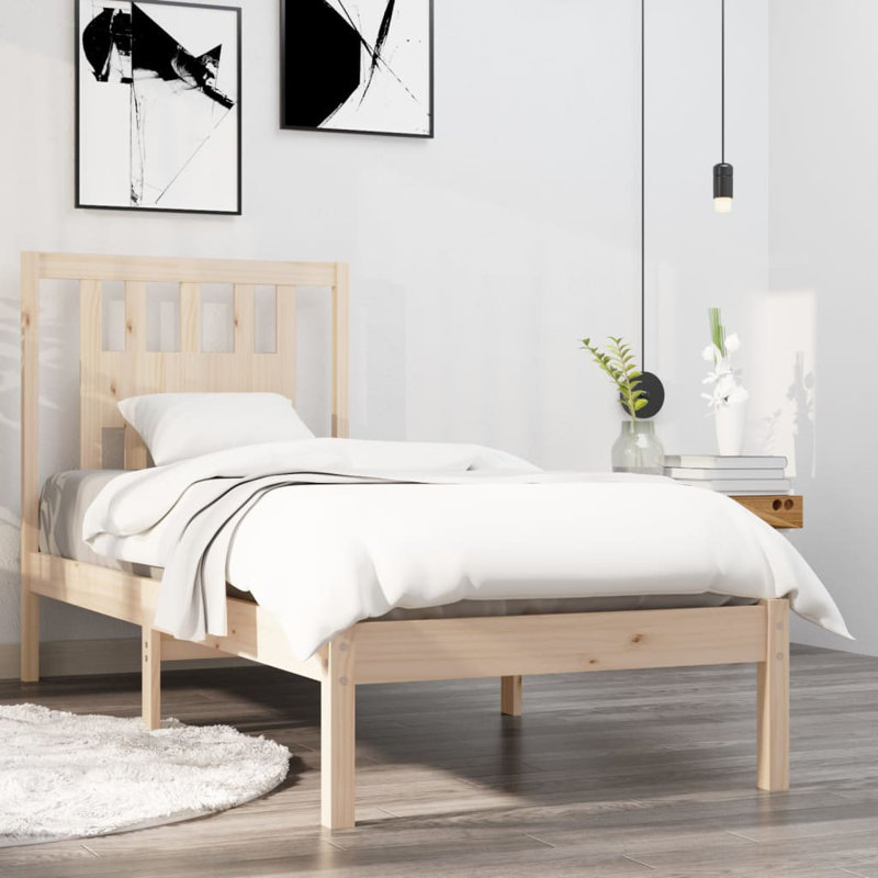 Bed Frame Solid Wood, White, Double (140 x 200 cm), No