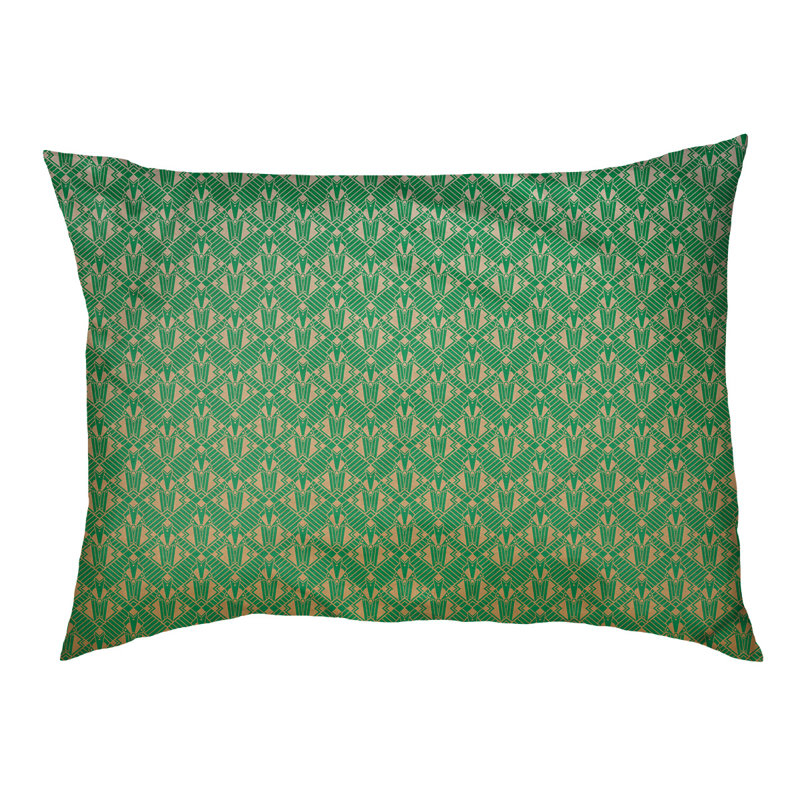 Coussin stylisé dégradé art déco Byrge, L 52 po x l 42 po, Vert et rose