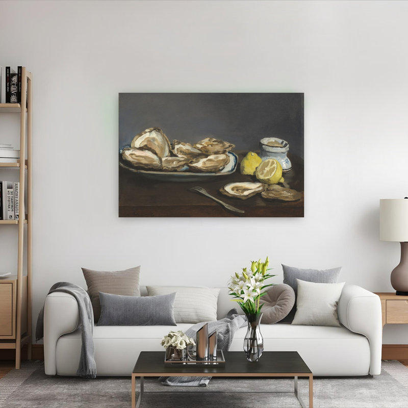 Huîtres, 1862, estampe d'art mural contemporain abstraite impressionniste, H 40 po x l 60 po
