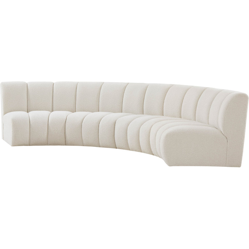 Infinity Upholstered Curved Sectional Symmetrical, Cream Boucle Fabric