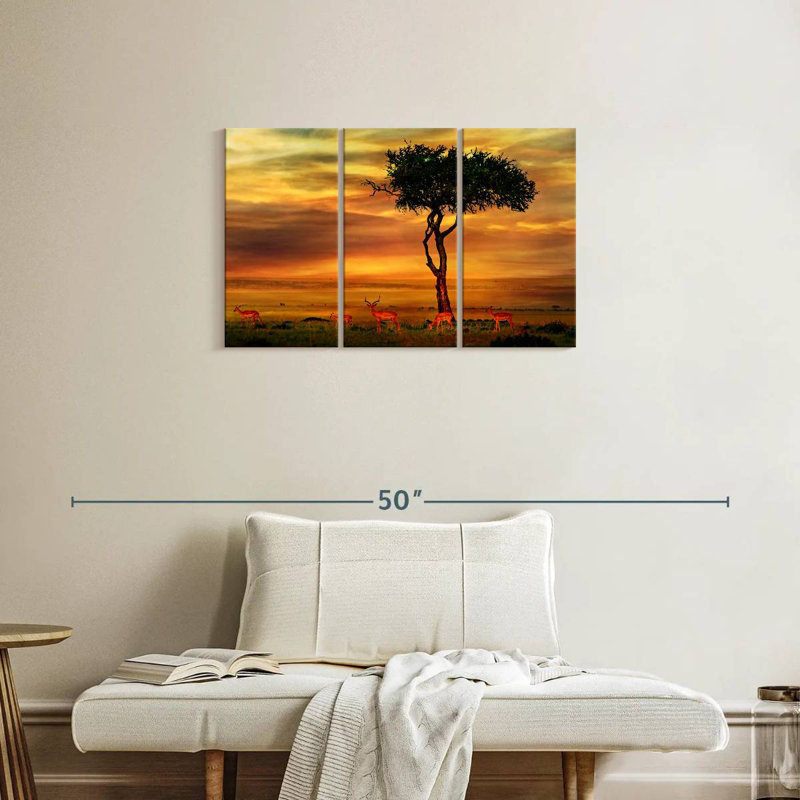 Alala, Impala africain au coucher du soleil, H 20 po x l 33 po